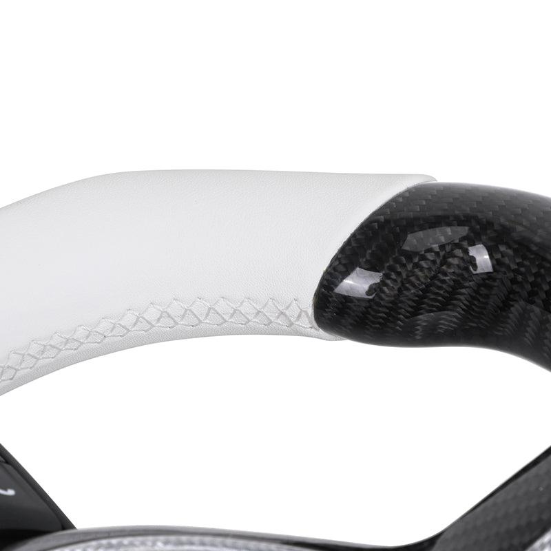 M Sport White Leather Carbon Fiber LED Steering Wheel for BMW F10 F20 F22 F30 F80 F82 F87 M5 F90 X5 F15 X5M F95 X6M F96 E90 E93 - YunLexus