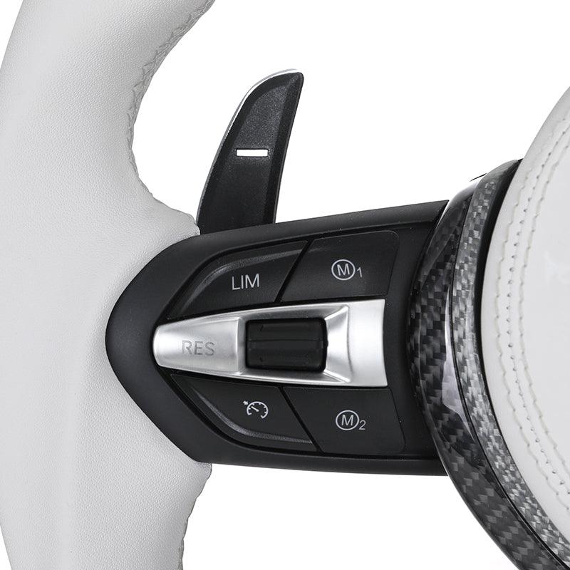 M Sport White Leather Carbon Fiber LED Steering Wheel for BMW F10 F20 F22 F30 F80 F82 F87 M5 F90 X5 F15 X5M F95 X6M F96 E90 E93 - YunLexus