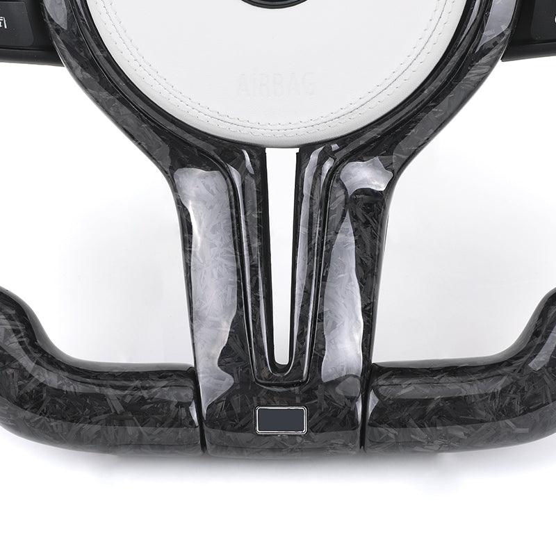 M Sport White Leather Forged Carbon Fiber Steering Wheel for BMW F10 F11 F30 F34 F36 F80 M3 F82 M4 F90 M5 E90 X5 E70 X6 E71 E60 - YunLexus