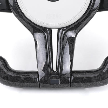 M Sport White Leather Forged Carbon Fiber Steering Wheel for BMW F10 F11 F30 F34 F36 F80 M3 F82 M4 F90 M5 E90 X5 E70 X6 E71 E60 - YunLexus