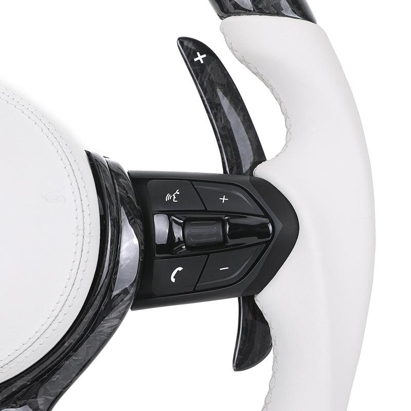 M Sport White Leather Forged Carbon Fiber Steering Wheel for BMW F10 F11 F30 F34 F36 F80 M3 F82 M4 F90 M5 E90 X5 E70 X6 E71 E60 - YunLexus