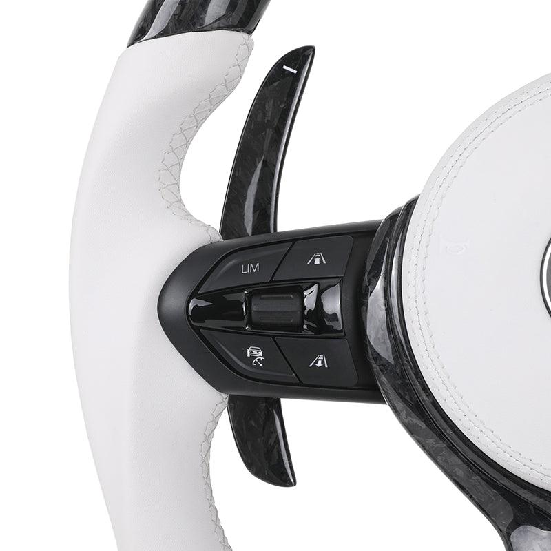 M Sport White Leather Forged Carbon Fiber Steering Wheel for BMW F10 F11 F30 F34 F36 F80 M3 F82 M4 F90 M5 E90 X5 E70 X6 E71 E60 - YunLexus