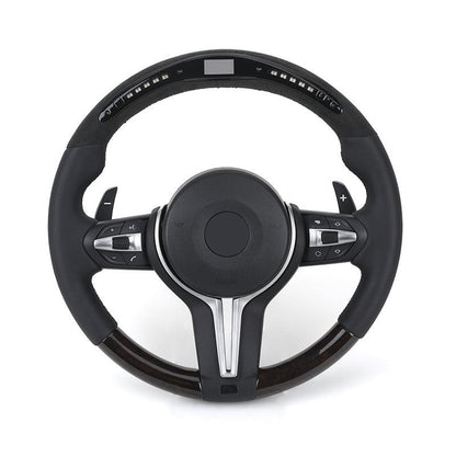 M Sport Wooden Flat Bottom Alcantara LED Steering Wheel for BMW F06 F10 F11 F22 F30 F32 F36 X5 F15 E70 X6 E71 E90 F80 M3 F82 M4 - YunLexus
