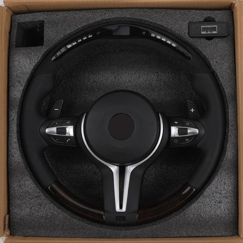 M Sport Wooden Flat Bottom Alcantara LED Steering Wheel for BMW F06 F10 F11 F22 F30 F32 F36 X5 F15 E70 X6 E71 E90 F80 M3 F82 M4 - YunLexus