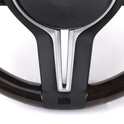 M Sport Wooden Flat Bottom Alcantara LED Steering Wheel for BMW F06 F10 F11 F22 F30 F32 F36 X5 F15 E70 X6 E71 E90 F80 M3 F82 M4 - YunLexus