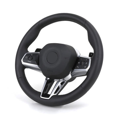 New Arrival Original Flat Bottom Full Leather Steering Wheel for BMW i7 i5 iX1 X1 X2 U11 U12 5 Series G60 G61 G68 2022 2023 2024 - YunLexus