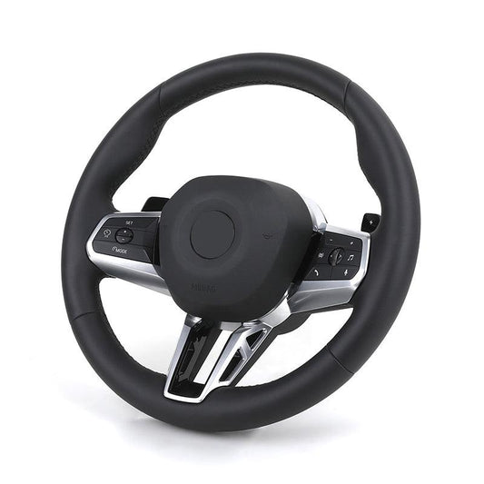 New Arrival Original Flat Bottom Full Leather Steering Wheel for BMW i7 i5 iX1 X1 X2 U11 U12 5 Series G60 G61 G68 2022 2023 2024 - YunLexus