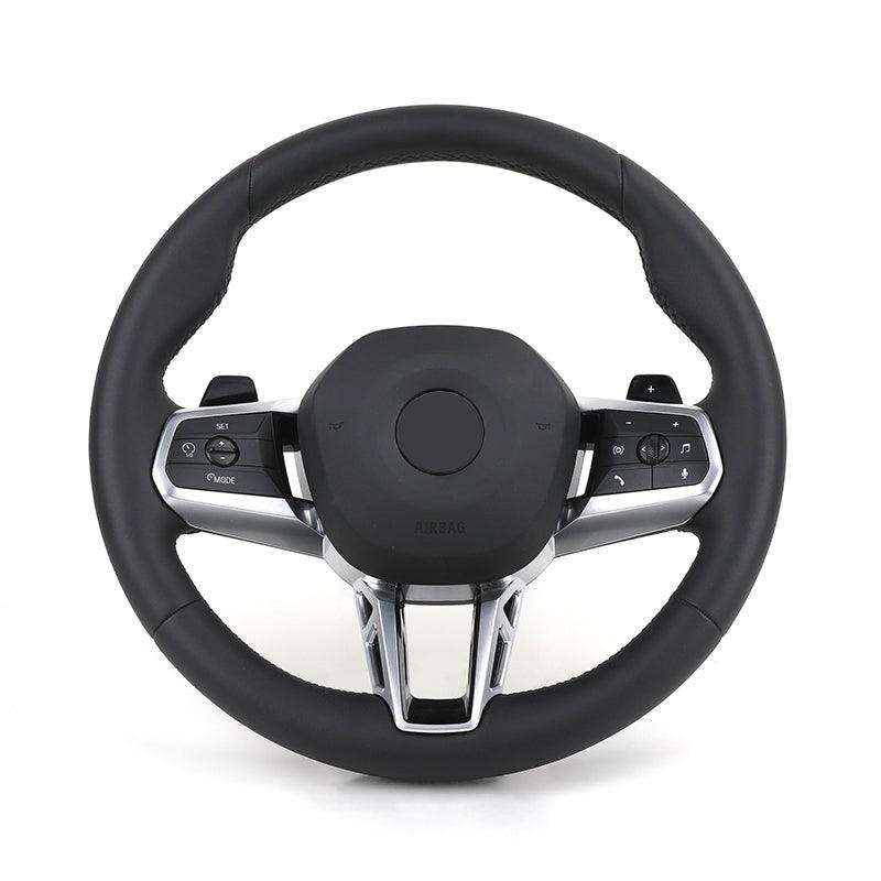 New Design Original Round Bottom Full Leather Steering Wheel for BMW 5 Series G60 G61 G68 i7 i5 iX1 X1 X2 U11 U12 2022 2023 2024 - YunLexus