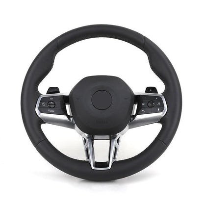 New Design Original Round Bottom Full Leather Steering Wheel for BMW 5 Series G60 G61 G68 i7 i5 iX1 X1 X2 U11 U12 2022 2023 2024 - YunLexus