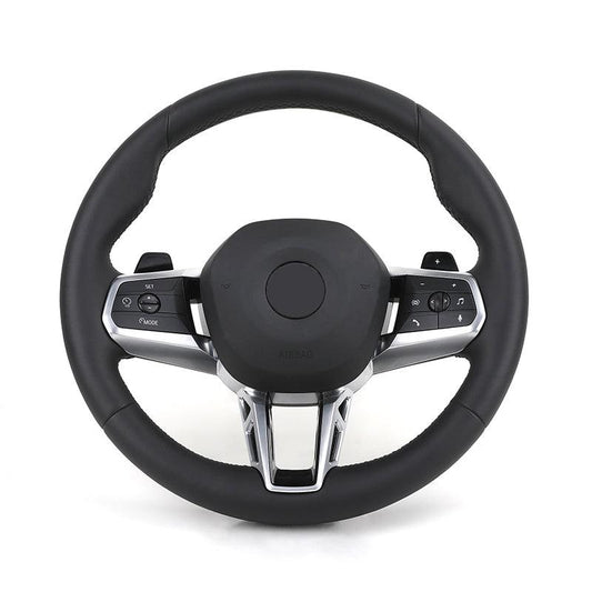 New Design Original Round Bottom Full Leather Steering Wheel for BMW 5 Series G60 G61 G68 i7 i5 iX1 X1 X2 U11 U12 2022 2023 2024 - YunLexus