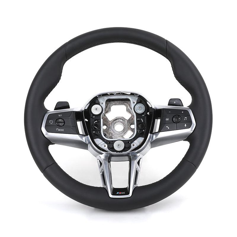 New Design Original Round Bottom Full Leather Steering Wheel for BMW 5 Series G60 G61 G68 i7 i5 iX1 X1 X2 U11 U12 2022 2023 2024 - YunLexus