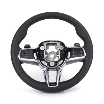 New Design Original Round Bottom Full Leather Steering Wheel for BMW 5 Series G60 G61 G68 i7 i5 iX1 X1 X2 U11 U12 2022 2023 2024 - YunLexus