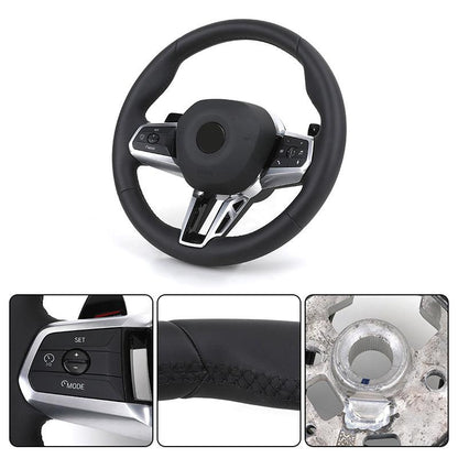 New Design Original Round Bottom Full Leather Steering Wheel for BMW 5 Series G60 G61 G68 i7 i5 iX1 X1 X2 U11 U12 2022 2023 2024 - YunLexus