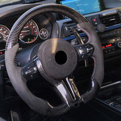 Non-slip Alcantara Leather Carbon Fiber M Sport Steering Wheel for BMW F25 F82 F45 X5 E53 E46 E92 M3 X1 F48 X3 F25 X3 E83 Z3 Z4 - YunLexus
