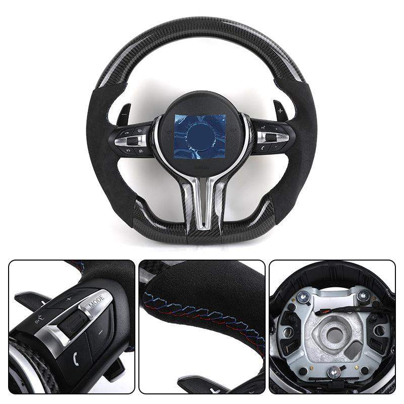 Non-slip Alcantara Leather Carbon Fiber M Sport Steering Wheel for BMW F25 F82 F45 X5 E53 E46 E92 M3 X1 F48 X3 F25 X3 E83 Z3 Z4 - YunLexus
