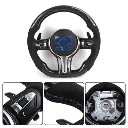 Non-slip Alcantara Leather Carbon Fiber M Sport Steering Wheel for BMW F25 F82 F45 X5 E53 E46 E92 M3 X1 F48 X3 F25 X3 E83 Z3 Z4 - YunLexus