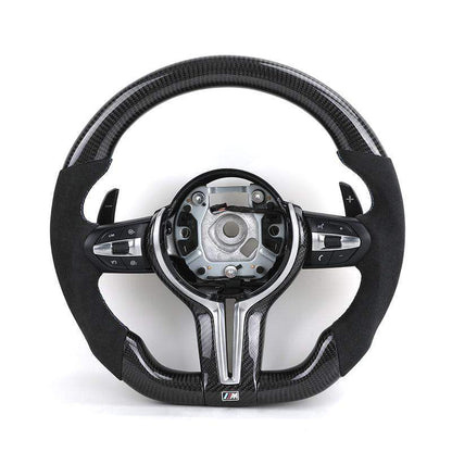 Non-slip Alcantara Leather Carbon Fiber M Sport Steering Wheel for BMW F25 F82 F45 X5 E53 E46 E92 M3 X1 F48 X3 F25 X3 E83 Z3 Z4 - YunLexus