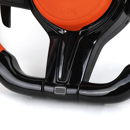 Orange Color Leather Piano Black Carbon Fiber Steering Wheel for BMW F01 F10 F20 F30 F32 F36 X5 F15 F25 F80 F82 F85 F87 F90 E90 - YunLexus