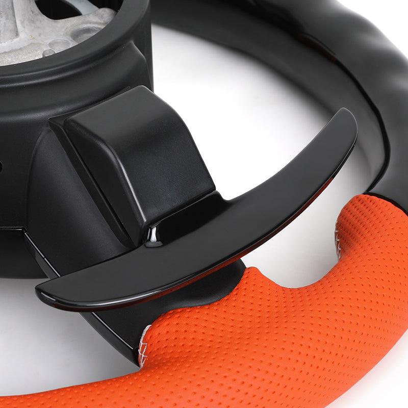 Orange Color Leather Piano Black Carbon Fiber Steering Wheel for BMW F10 F11 F20 F30 F32 F36 X5 F15 F25 F80 F82 F85 F87 F90 E90 - YunLexus