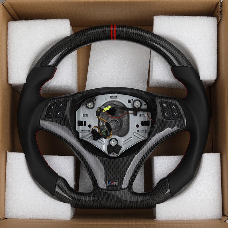 Original M Sport Half Leather Carbon Fiber Steering Wheel for BMW E39 E60 M5 E61 E81 E82 E83 E87 Z4 E89 E90 E91 E92 E93 E70 E71 - YunLexus