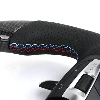 Perforated Leather Carbon M Sport Performance Steering Wheel for BMW F10 F20 F30 F02 F32 E60 E70 E92 E60 M3 F80 F90 M5 X5 F15 - YunLexus