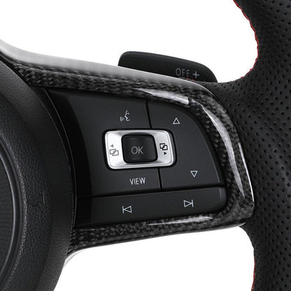 R-Line Half Perforated Leather Carbon Steering Wheel for Volkswagen VW Golf 5 6 7 R MK6 MK7 MK8 Jetta Passat B8 Polo Tiguan GTI - YunLexus Custom Custom Steering Wheels for Volkswagen