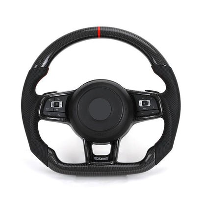 R-Line Half Perforated Leather Carbon Steering Wheel for Volkswagen VW Golf 5 6 7 R MK6 MK7 MK8 Jetta Passat B8 Polo Tiguan GTI - YunLexus Custom Custom Steering Wheels for Volkswagen