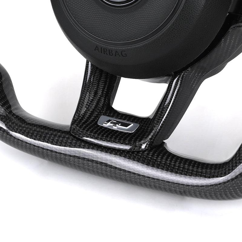 R-Line Half Perforated Leather Carbon Steering Wheel for Volkswagen VW Golf 5 6 7 R MK6 MK7 MK8 Jetta Passat B8 Polo Tiguan GTI - YunLexus Custom Custom Steering Wheels for Volkswagen