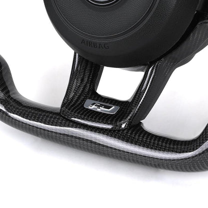 R-Line Half Perforated Leather Carbon Steering Wheel for Volkswagen VW Golf 5 6 7 R MK6 MK7 MK8 Jetta Passat B8 Polo Tiguan GTI - YunLexus Custom Custom Steering Wheels for Volkswagen