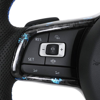 R-Line Half Perforated Leather Forged Carbon Fibre Steering Wheel for VW Volkswagen Polo Golf 4 5 6 7 Jetta Tiguan Passat B7 B8 - YunLexus Custom Custom Steering Wheels for Volkswagen
