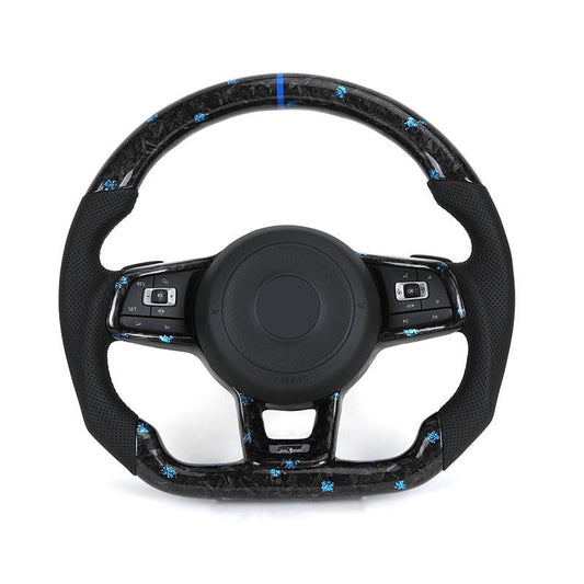 R-Line Half Perforated Leather Forged Carbon Fibre Steering Wheel for VW Volkswagen Polo Golf 4 5 6 7 Jetta Tiguan Passat B7 B8