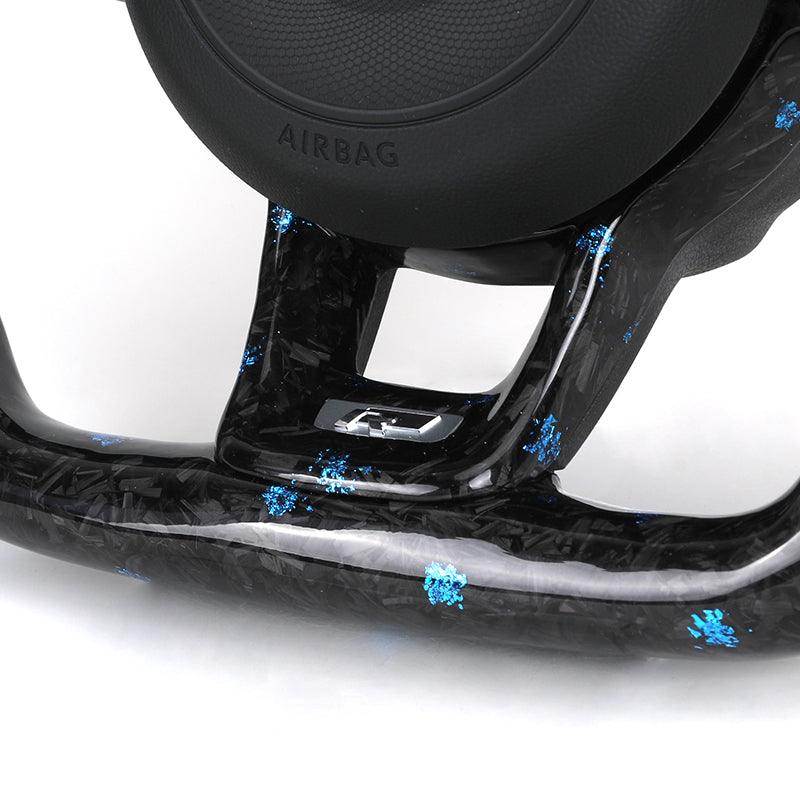 R-Line Half Perforated Leather Forged Carbon Fibre Steering Wheel for VW Volkswagen Polo Golf 4 5 6 7 Jetta Tiguan Passat B7 B8 - YunLexus Custom Custom Steering Wheels for Volkswagen