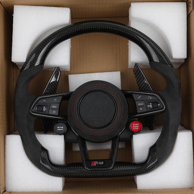 R8 With Start Button Drive Select Half Alcantara Steering Wheel for Audi A3 A4 A5 A6 C7 C6 C8 B7 B8 B9 Q3 Q5 Q7 RS3 RS7 S600 8V