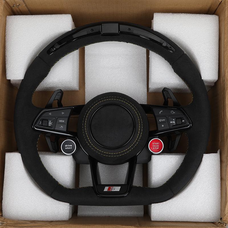 R8 With Start Button Full Alcantara LED Steering Wheel for Audi A4 A3 8V A5 B8 B9 A6 C8 A7 A8 S3 S4 RS3 RS5 RS6 C7 C8 Q3 TT TTRS