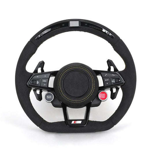 R8 With Start Button Full Alcantara LED Steering Wheel for Audi A4 A3 8V A5 B8 B9 A6 C8 A7 A8 S3 S4 RS3 RS5 RS6 C7 C8 Q3 TT TTRS
