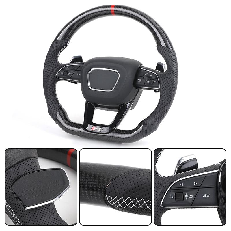 RS Sport Volant Lenkrad Half Perforated Leather Carbon Steering Wheel for Audi S5 A4 B8 B8.5 B9 RS5 RS6 A6 C7 S7 A7 S8 A3 A8 TT