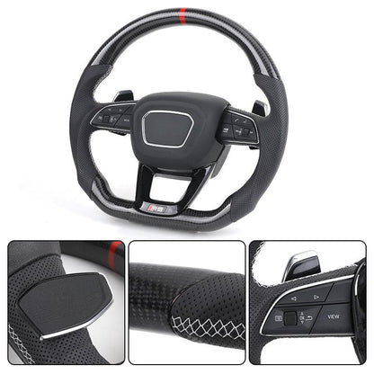 RS Sport Volant Lenkrad Half Perforated Leather Carbon Steering Wheel for Audi S5 A4 B8 B8.5 B9 RS5 RS6 A6 C7 S7 A7 S8 A3 A8 TT