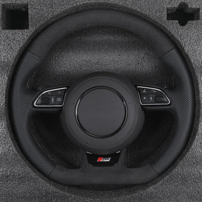 S-Line Sport Flat Bottom Volant Lenkrad Top Alcantara Leather Steering Wheel for Audi A6 C7 A3 A4 B8 B9 S5 A5 Q5 RS3 RS7 A7 Q7