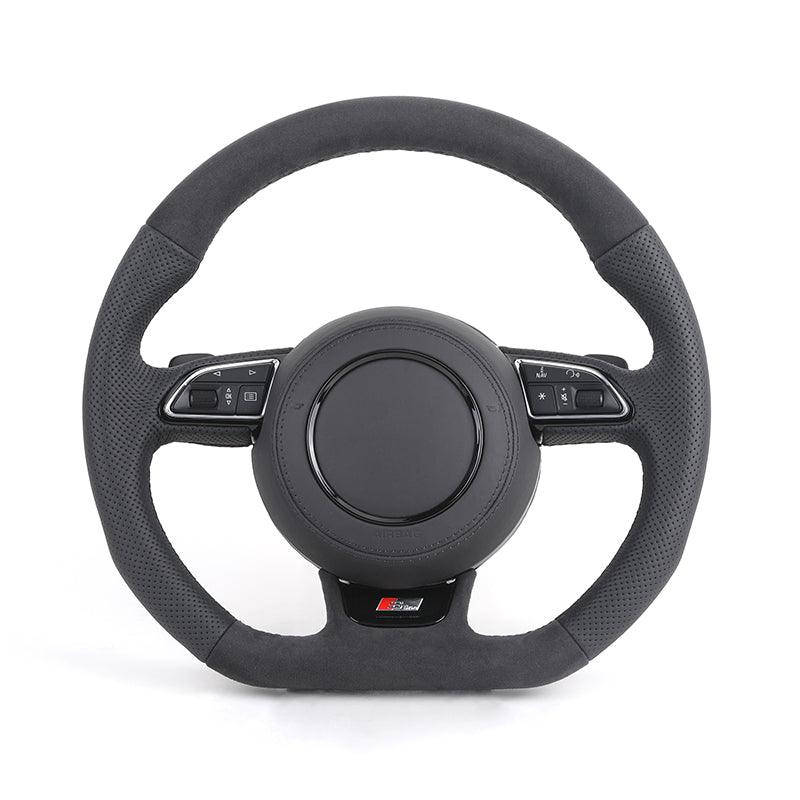 S-Line Sport Flat Bottom Volant Lenkrad Top Alcantara Leather Steering Wheel for Audi A6 C7 A3 A4 B8 B9 S5 A5 Q5 RS3 RS7 A7 Q7