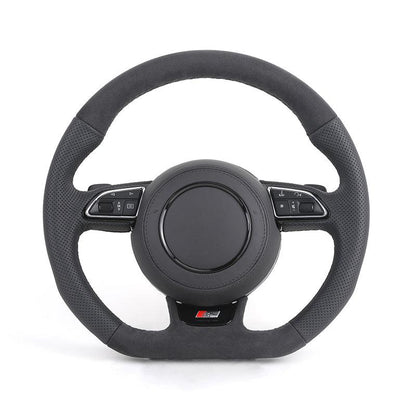 S-Line Sport Flat Bottom Volant Lenkrad Top Alcantara Leather Steering Wheel for Audi A6 C7 A3 A4 B8 B9 S5 A5 Q5 RS3 RS7 A7 Q7