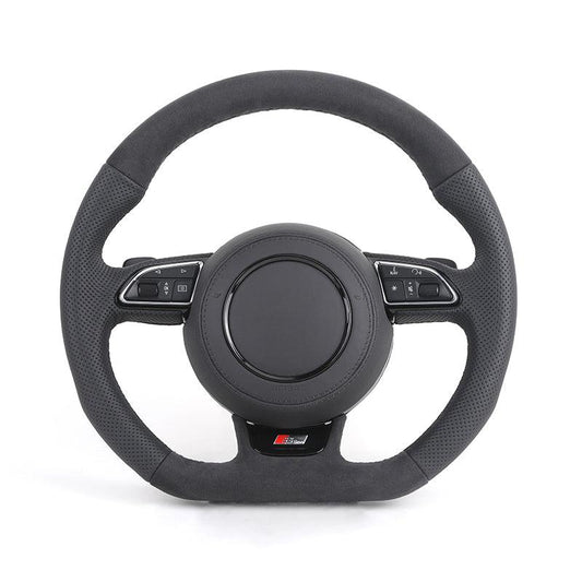 S-Line Sport Flat Bottom Volant Lenkrad Top Alcantara Leather Steering Wheel for Audi A6 C7 A3 A4 B8 B9 S5 A5 Q5 RS3 RS7 A7 Q7