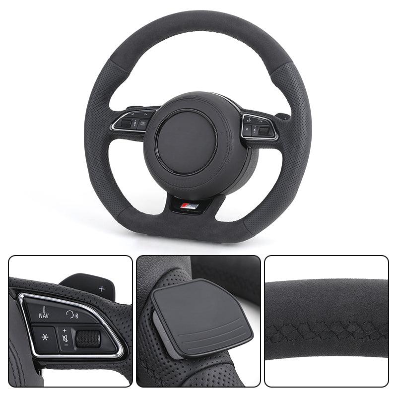 S-Line Sport Flat Bottom Volant Lenkrad Top Alcantara Leather Steering Wheel for Audi A6 C7 A3 A4 B8 B9 S5 A5 Q5 RS3 RS7 A7 Q7
