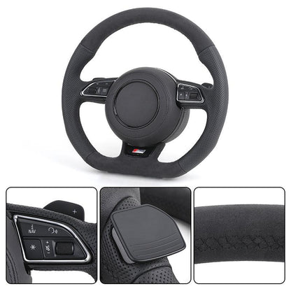 S-Line Sport Flat Bottom Volant Lenkrad Top Alcantara Leather Steering Wheel for Audi A6 C7 A3 A4 B8 B9 S5 A5 Q5 RS3 RS7 A7 Q7