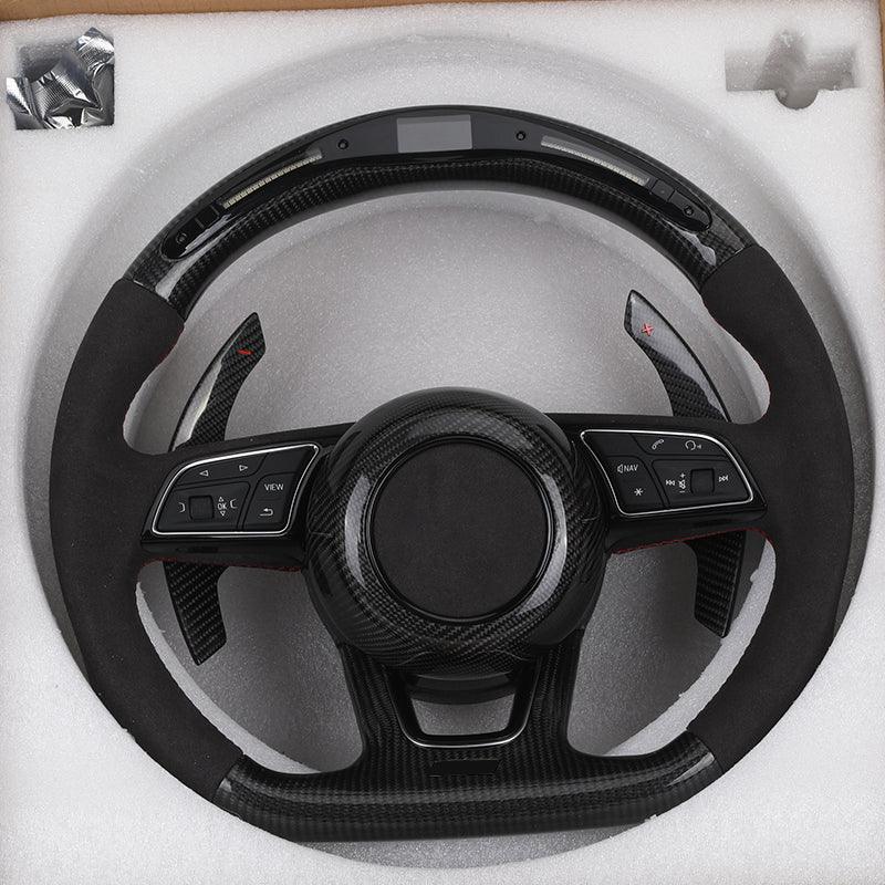S-Line With Carbon Cover Half Alcantara Carbon LED Steering Wheel for Audi RS RS3 RS6 C8 A3 A4 A5 A6 C7 B7 B8 B9 Q5 Q7