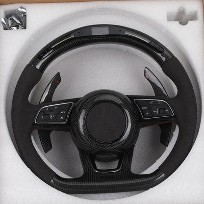 S-Line With Carbon Cover Half Alcantara Carbon LED Steering Wheel for Audi RS RS3 RS6 C8 A3 A4 A5 A6 C7 B7 B8 B9 Q5 Q7