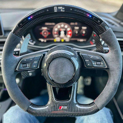 S-Line With Carbon Cover Half Alcantara Carbon LED Steering Wheel for Audi RS RS3 RS6 C8 A3 A4 A5 A6 C7 B7 B8 B9 Q5 Q7