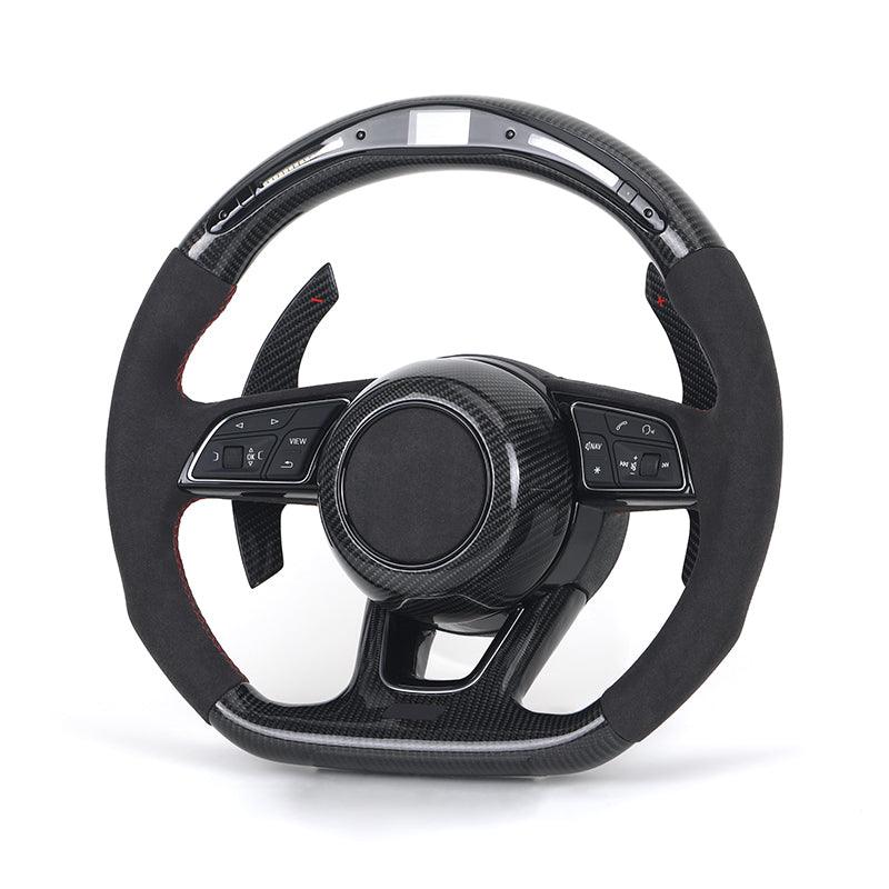 S-Line With Carbon Cover Half Alcantara Carbon LED Steering Wheel for Audi RS RS3 RS6 C8 A3 A4 A5 A6 C7 B7 B8 B9 Q5 Q7