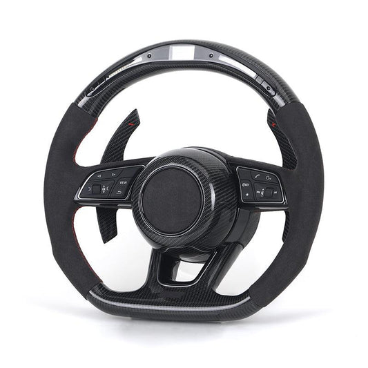 S-Line With Carbon Cover Half Alcantara Carbon LED Steering Wheel for Audi RS RS3 RS6 C8 A3 A4 A5 A6 C7 B7 B8 B9 Q5 Q7