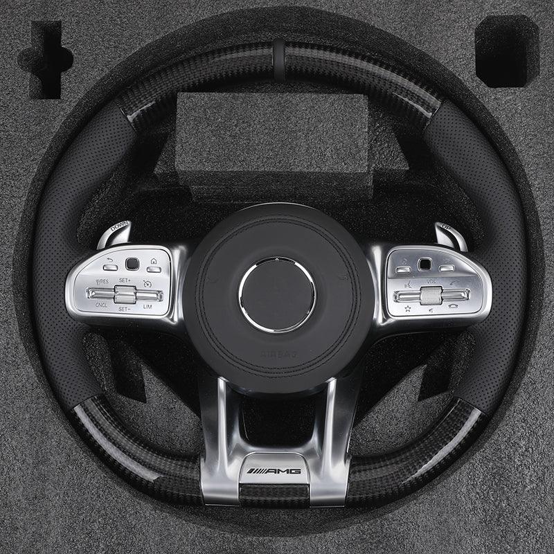 Upgrade Half Leather Carbon Fiber Steering Wheel for Mercedes Benz G Wagon W463 G63 W204 W205 W211 W212 W213 GLA X156 GLC X253 - YunLexus Custom Custom Steering Wheels for Mercedes