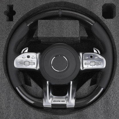 Upgrade Half Leather Carbon Fiber Steering Wheel for Mercedes Benz G Wagon W463 G63 W204 W205 W211 W212 W213 GLA X156 GLC X253 - YunLexus Custom Custom Steering Wheels for Mercedes